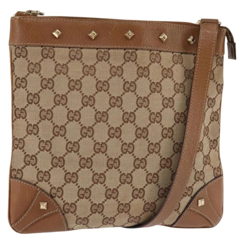 Gucci Brown Beige GG Canvas Crossbody Shoulder Bag